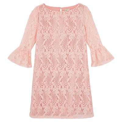 Yumi Girl Pink Lace Flared Sleeve Tunic Dress
